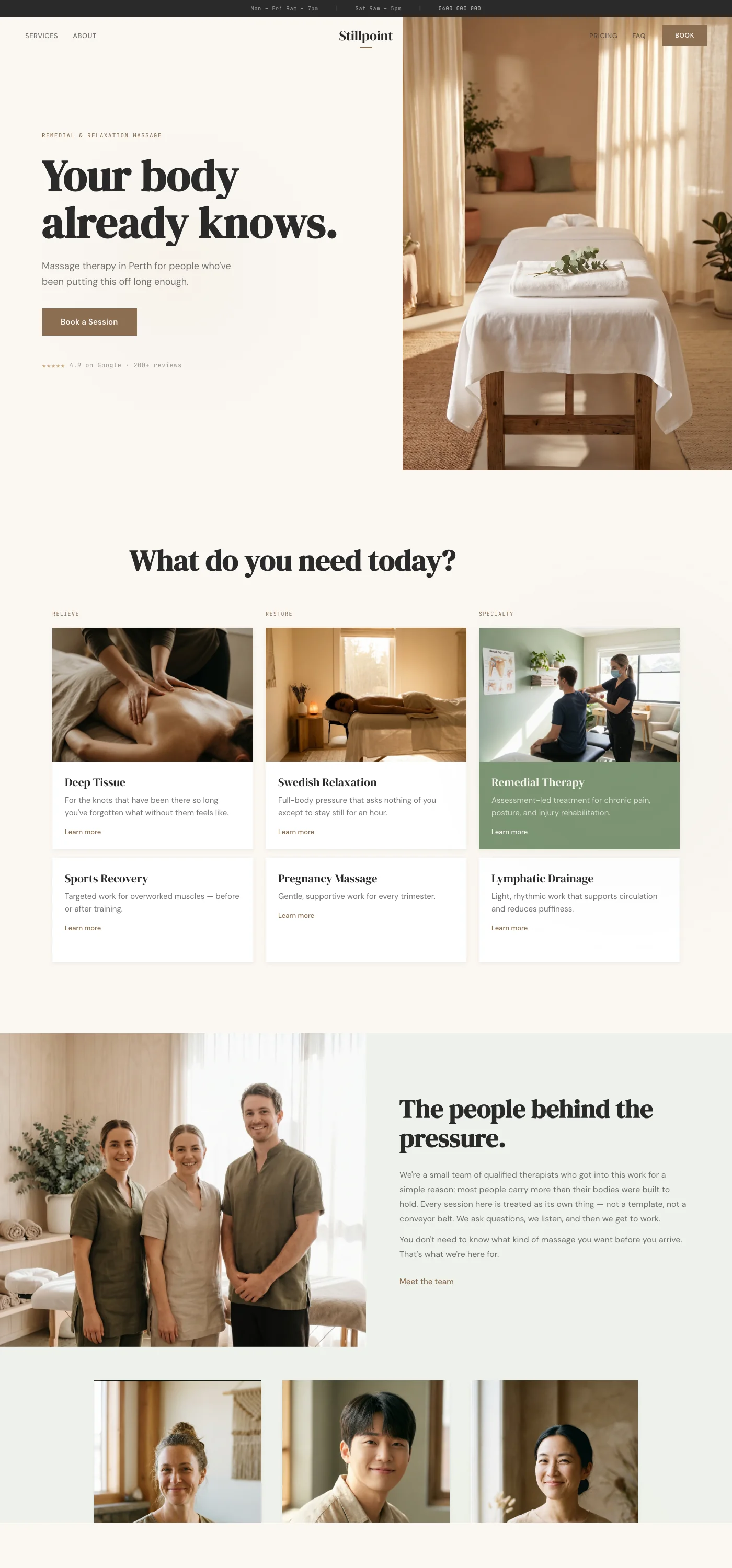 Stillpoint Massage website